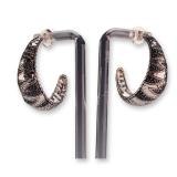 Pair of John Hardy Sterling Silver and Black Sapphire Tapered Hoop Earrings
