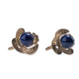 Pair of 10K Yellow Gold and Lapis Lazuli Screw-Back Earrings