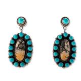 Anthony Skeets Navajo Sterling Silver Turquoise and Jasper Earrings