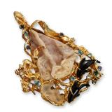 14K Yellow Gold Sandstone, Quartz, Onyx and Amethyst Pendant