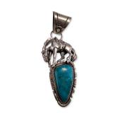 Jon McCray Navajo Sterling Silver Turquoise Horse Pendant