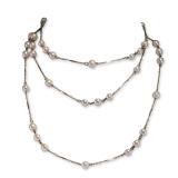 Nakagawa Sterling Silver Cultured Pearl Station Necklace