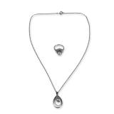 2pc Silver and Grey Pearl Jewelry Ring and Necklace
