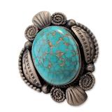 Southwest Sterling Silver Spiderweb Turquoise Ring