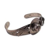 Navajo Vintage Sterling Silver Cowboy Motif Cuff