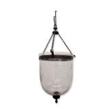 Anglo-Indian Influenced Etched Glass Bell Jar Lantern