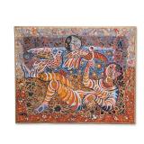 Modern Folk Art Oil on Canvas