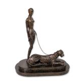 Erte (Russian/French, 1892-1990), Bronze Sculpture, Femme avec Panthere, Signed & Numbered