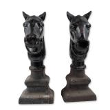 Pair of Cast Iron Horse Head Andirons