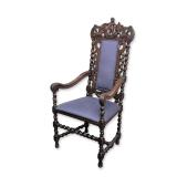 Renaissance Revival Carved Hardwood Throne Armchair