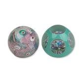 Two Murano Millefiori and Latticino Art Glass Paperweights