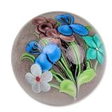 Orient and Flume  by Ed Seaira Floral Art Glass Paperweight