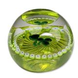 Caithness Scotland Faceted Art Glass Paperweight, Emerald Shamrock