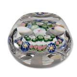 Antique Clichy Faceted Millefiori Glass Paperweight