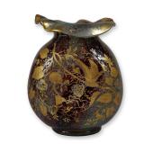 Ernest-Baptiste Leveille Enameled Art Glass Vase with Bird and Foliage
