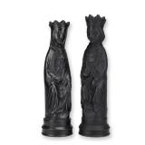 A Pair of Wedgwood Black Basalt King and Queen Chess Pieces by Arnold Machin
