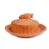 Wedgwood Terracotta Butter Tub and Cover with Cow Finial, circa 1870