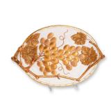 Wedgwood Creamware and Bone China Oval Tray with Gold Grape Vine Motifs and Handles