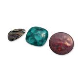Three Gjedde Danish Enamel and Abalone Brooches