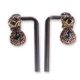 Pair of John Hardy Sterling Silver and 18K Gold Gemstone Drop Earrings