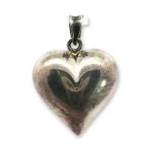 Vintage Sterling Silver Puffed Heart Pendant