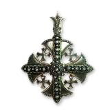 Jerusalem Sterling Silver Ornate Cross Pendant