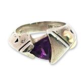 James Avery Sterling and 18K Gold Amethyst Ring