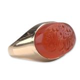 18K Gold Islamic Carnelian Signet Ring