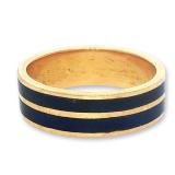 18K Yellow Gold and Blue Inlay Band Ring