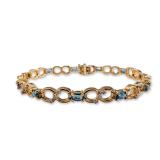 14K Gold Blue Topaz and Diamond Bracelet