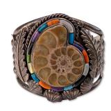 Freddy Maloney Navajo Sterling Silver Ammonite Cuff Bracelet