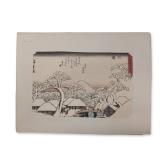 After Utagawa Hiroshige (Japanese 1797-1858) Mishima From a Fifty-three Stations of the Tokaido
