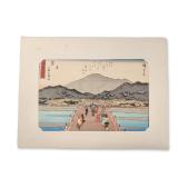 After Utagawa Hiroshige (Japanese, 1797-1858), Woodcut on Paper, Kyoto: Sanjo Ohashi