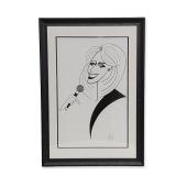 Ink Caricature of Jamie deRoy by Ken Fallin (American, b. 1948)
