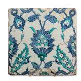 Ottoman Iznik-Style Fritware Tile with Floral Decoration