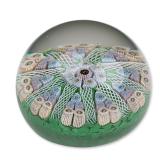 Strathearn Scotland Millefiori and Latticinio Glass Paperweight