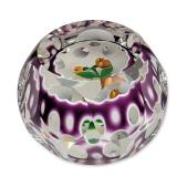 Perthshire Glass 1982 Purple Overlay Faceted Glass Paperweight