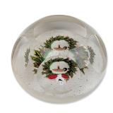 Lewis Kain Faceted Glass Christmas Wreath Paperweight