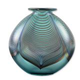 Stuart Abelman1986 Iridescent Pulled Feather Glass Vase