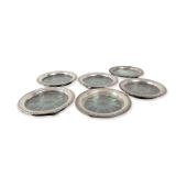 Set of Six Frank M. Whiting & Co. Sterling and Glass Coasters