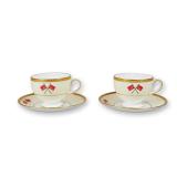 4pc Wedgwood Bone China Teacups and Saucers, Historical Kuwaiti Flags Pattern