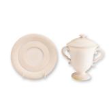 Wedgwood Biscuit Porcelain Lidded Lemonade Cup and Saucer, ca. 1820