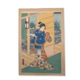 Utagawa Kunisada (Toyokuni III) (Japanese, 1786-1865) Woodcut from One Hundred Famous Places and