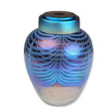 Kyle Gribskov Art Glass Iridescent Pulled Feather Jar, Signed