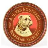 Van Nostrand Bunker Hill Breweries Pre-Prohibition Serving ray BULLDOG SCARCE