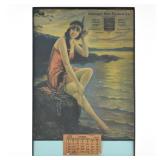 Zahringer Malt Products Lithograph With 1928 Calendar NATIVE AMERICAN MAIDEN