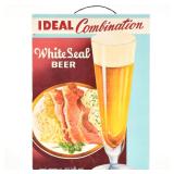 White Seal Beer 1940s Cardboard Sign IDEAL COMBO KIEWEL BREWING MINNESOTA