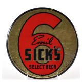 Emil Sicks Select Beer 1940s Tin-Over-Cardboard Button Sign