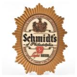 Schmidts Light Beer 1940s Pressed-Molded Composition Material Sign