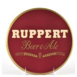 Ruppert Beer and Ale 1940s Tin-Over-Cardboard Button Sign EXCEPTIONAL